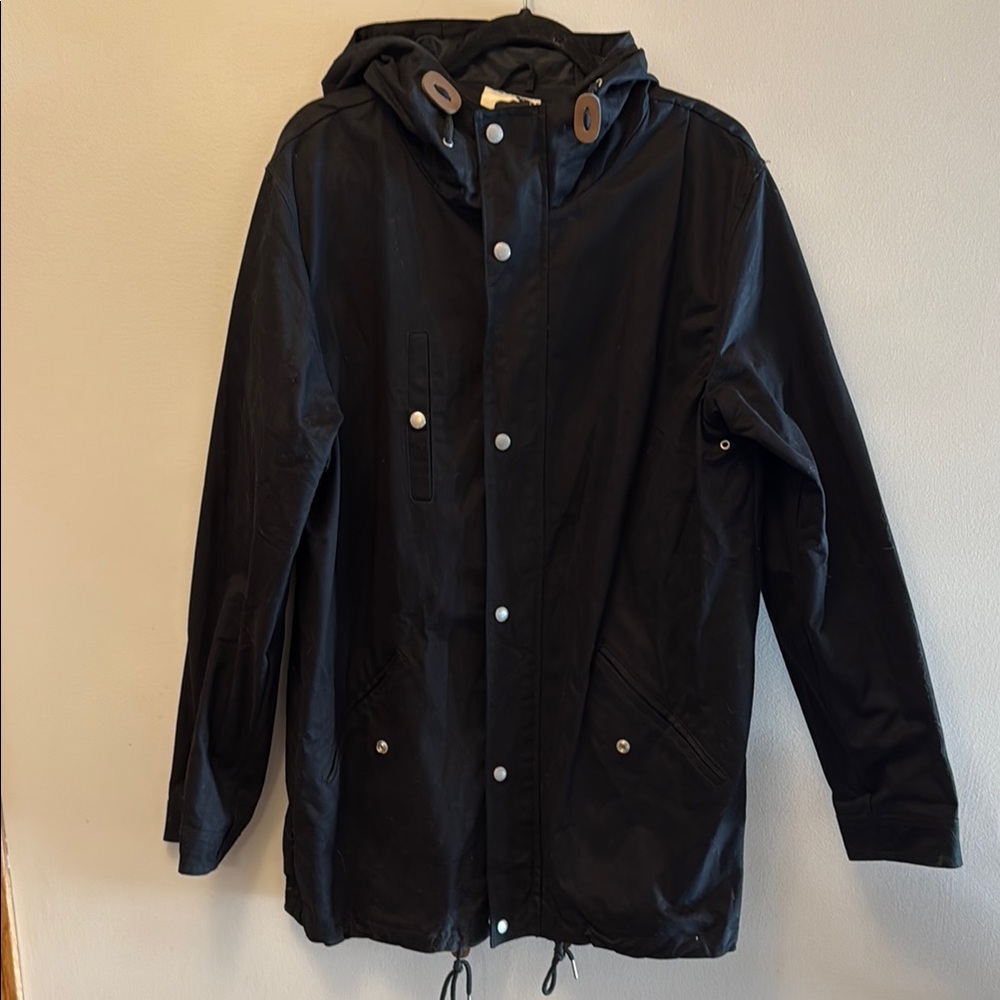 Fat Moose - Men's Black Hooded trench Jacket